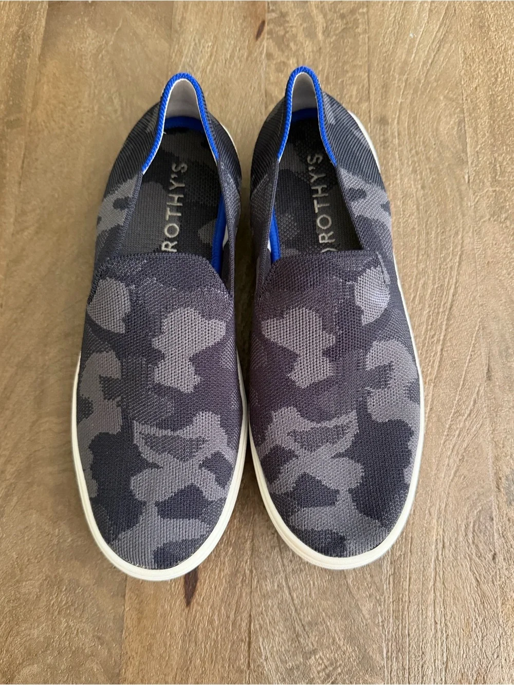 Rothy's Womens The Original Slip On Sneaker in Grey Camo Knit Size 9.5